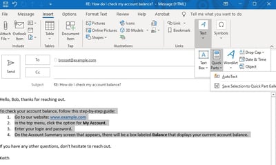 Save Time and Respond More Quickly with Quick Parts in Outlook